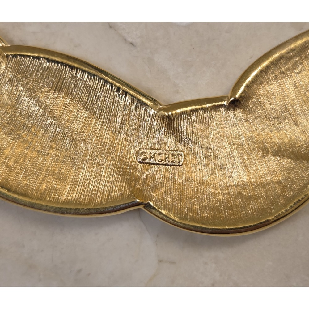 Vintage 1980s Monet Winged Collar Necklace (16.5") - Cream‎ Enamel - Picture 5 of 5